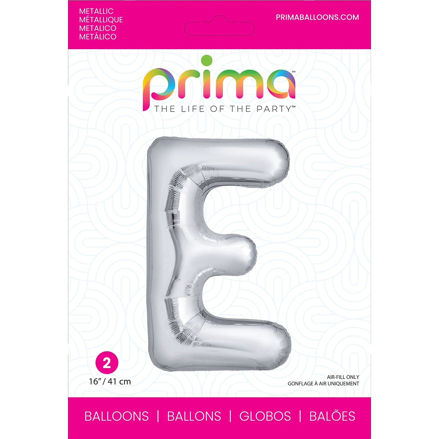 Party City (Air-Filled) 16 E Foil Balloon, Silver, 2/Pack (AM60050269-18)