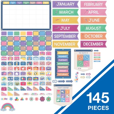 Carson Dellosa Crafty and Cool Calendar Bulletin Board Set, 145 Pieces/Set (110596)