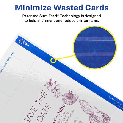 Avery Integrated Cards, 4.25" x 5.5", Glossy White, 50/Pack (95278)