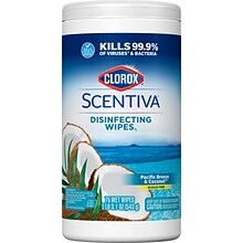 Clorox Scentiva Disinfecting Wipes, Pacific Breeze & Coconut Scent, 75 Wipes/Container (60037)