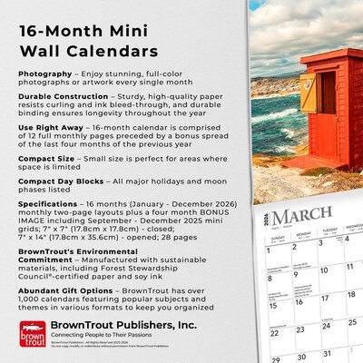 2026 BrownTrout Outhouses 7" x 7" Monthly Wall Calendar (9798330705023)