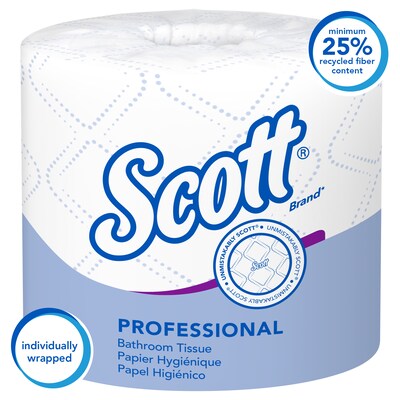 Scott Essential 2-Ply Standard Toilet Paper, White, 550 Sheets/Roll, 40 Rolls/Carton (48040)