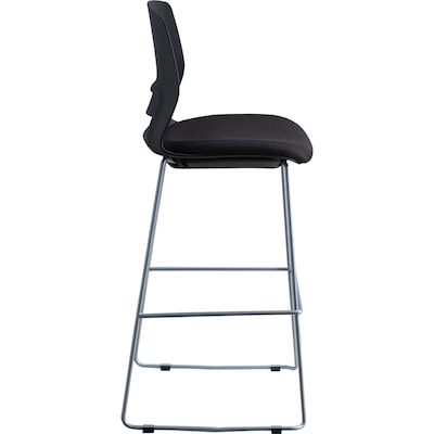 Lorell Artic Series Contemporary Fabric Full Back Counter Stool, Black/Silver, 2/Carton (LLR42951)