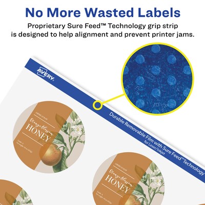Avery Laser/Inkjet Round Multipurpose Labels, 2" Dia, 96 Labels/Pack (94501)