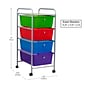 Mind Reader Elevate Collection 4 Drawer Storage Utility Cart, Multi-Colors (4DPTROLL-ASST)