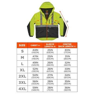 GloWear 8275 Heavy-Duty High-Visibility Workwear Jacket, L, Lime/Black (23974)