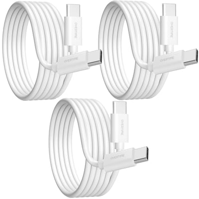Overtime Overtime USBC Certified Charging Cables USB-C to USB-C Charging Cable, 10 ft., White, 3/Pac
