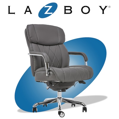 La-Z-Boy Sutherland Ergonomic Bonded Leather Swivel Computer and Desk Chair, Gray (CHR10048B)