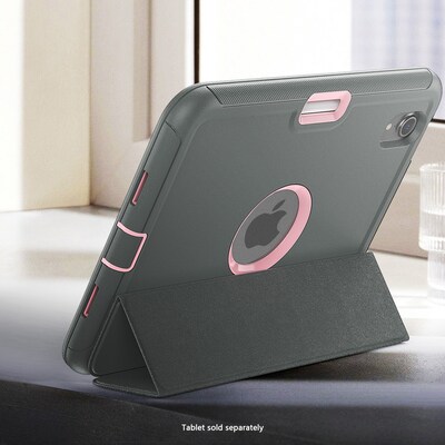 SaharaCase Raider Series TPU 9" Heavy Duty Folio Case for iPad Mini 6th & 7th Generation, Mist Gray/Pink (TB00453)