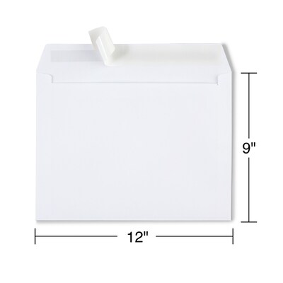 Staples Wove Side-Opening EasyClose Booklet Envelopes, 9" x 12", White, 100/Box