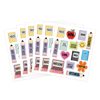 Teacher Created Resources Cool for School Stickers, Multicolored, 90/Pack, 12/Packs/Bundle (TCR9323-12)