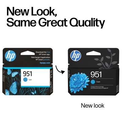 HP 951 Cyan Standard Yield Ink Cartridge, Prints Up to 700 Pages (CN050AN#140)