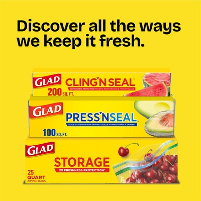 Glad Zipper Food Storage Bags, Gallon, 20 Bags/Box, 12/Carton (55050)