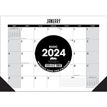 2024 Willow Creek Basic 17 x 12Monthly Desk Pad Calendar, Black/White (38987)