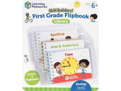 Learning Resources Skill Builders! First-Grade Flash Card Flip-Books, Pack of 3 (LER6193)