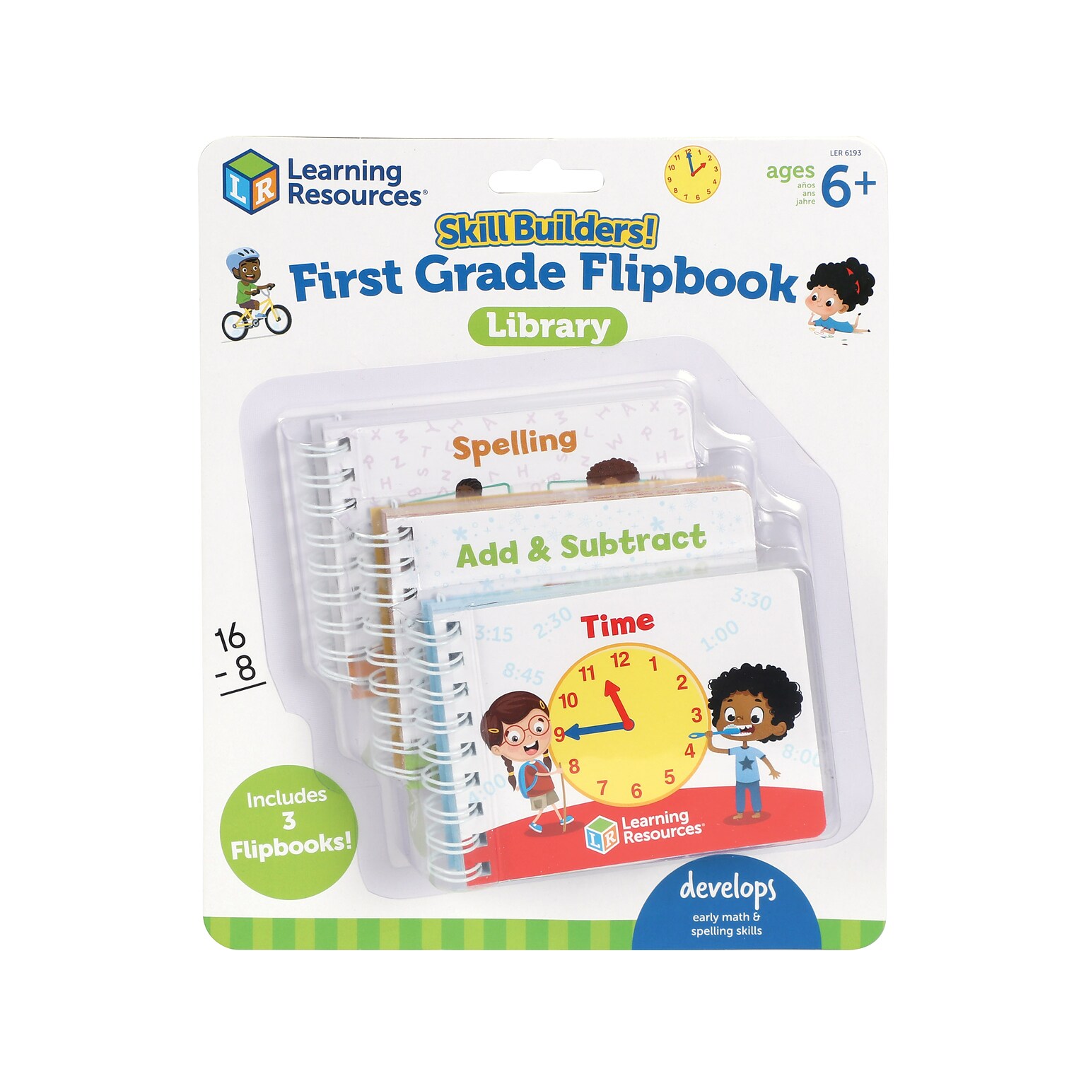 Learning Resources Skill Builders! First-Grade Flash Card Flip-Books, 3 Books/Pack (LER6193)