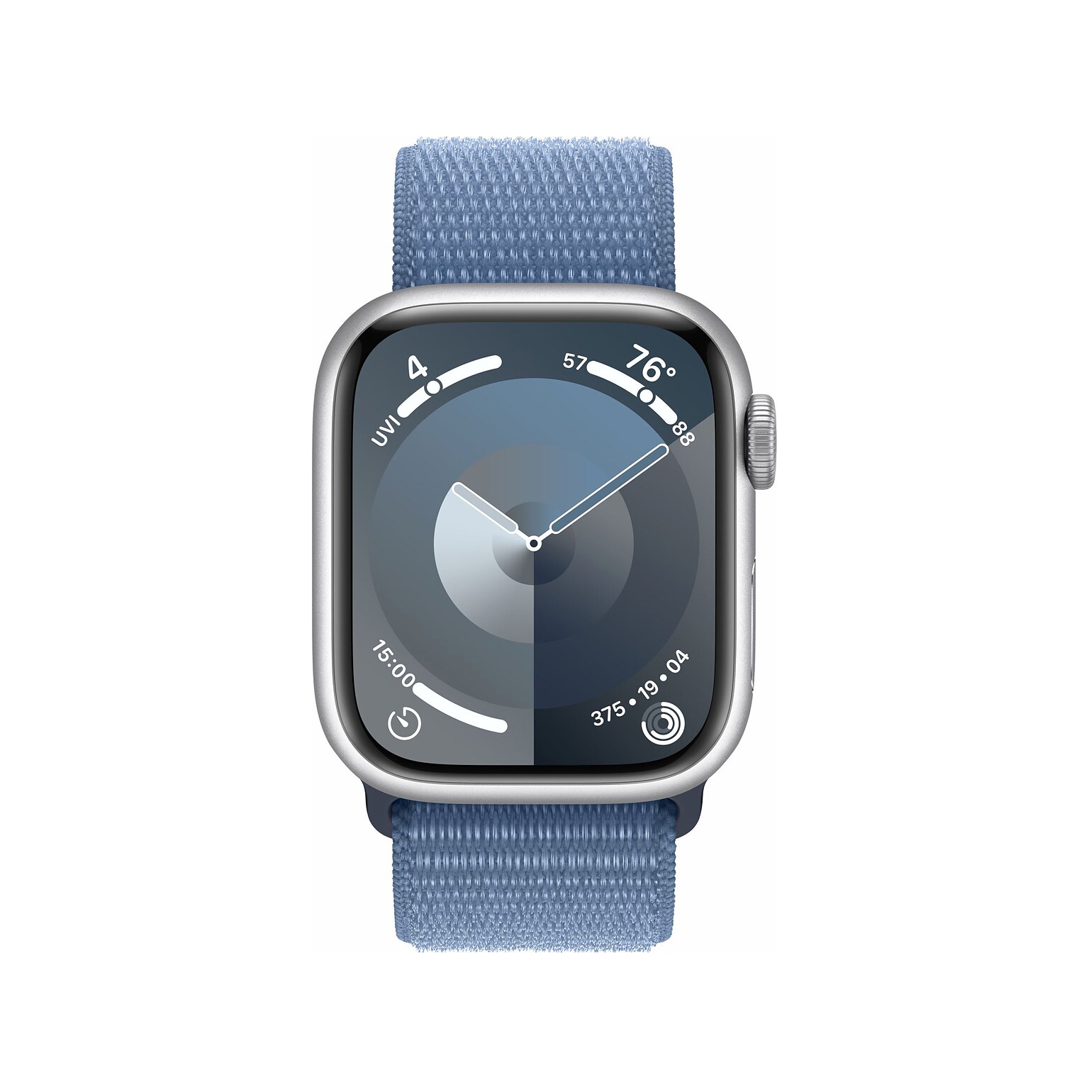 Apple Watch Series 9 (GPS) Smartwatch, 41mm, Silver Aluminum Case with Winter Blue Sport Loop  (MR923LW/A)