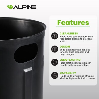 Alpine Industries 475 Series 50 Gallon Rigid Bin Liner, 33.7" x 23.11" x 23.11" (ALP475-50-L)