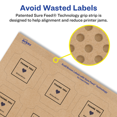 Avery Laser/Inkjet Decorative Edge Multipurpose Labels, 1-5/8" x 1-5/8", Kraft Brown, 1000 Labels/Box ( 94110)