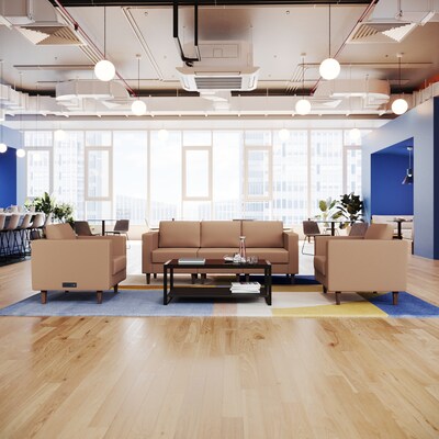 Flash Furniture Hercules Artemis LeatherSoft Sofa and 2 Chair Set, Cognac, 3-Pieces (ZB8921SET3COGNC)