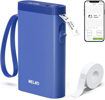 Nelko P21 Portable Bluetooth Thermal Label Printer, Blue (P21DB-1440WH-1R)
