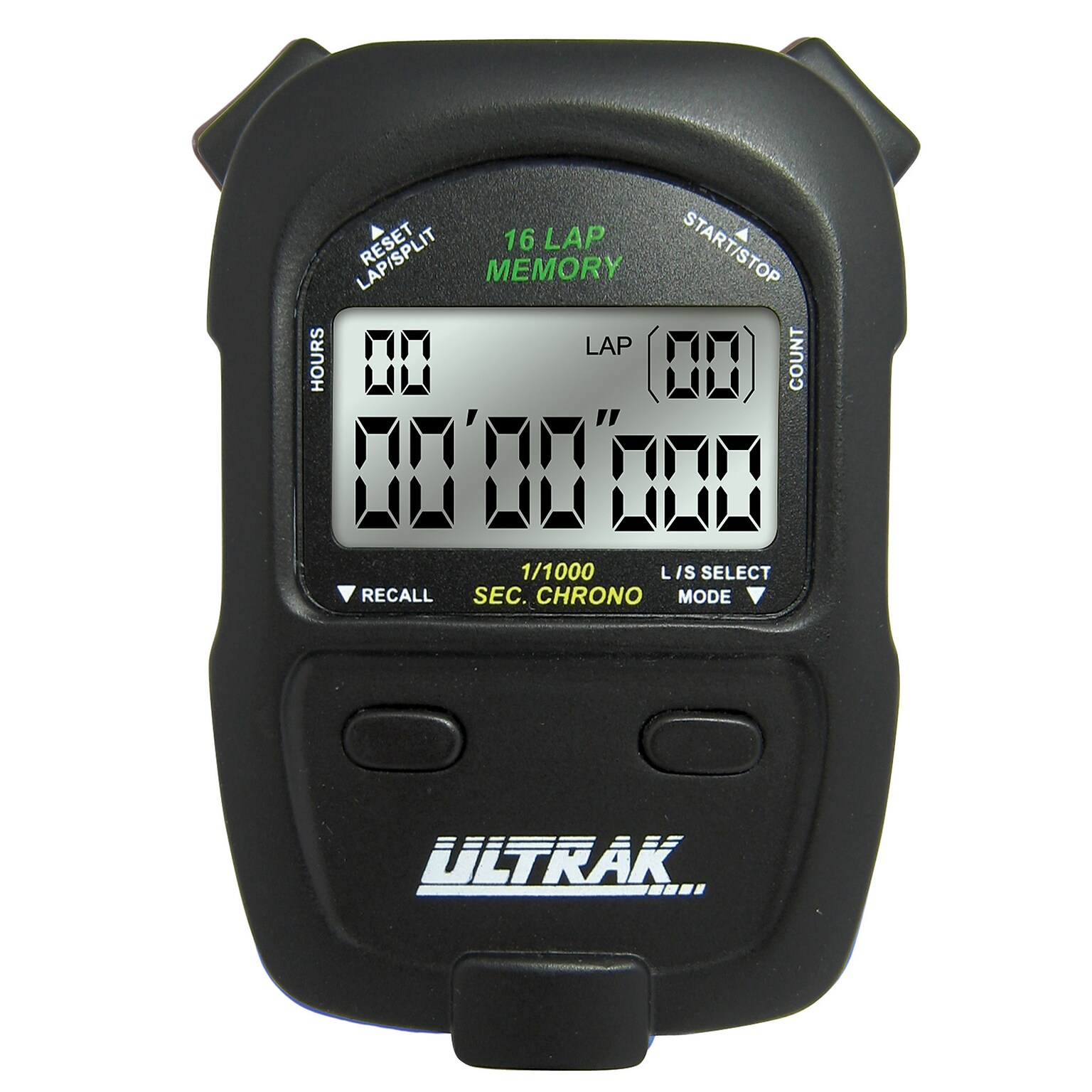 ULTRAK 460 100-Hour 16 Lap Memory Black Stopwatch (CEI460BLK)