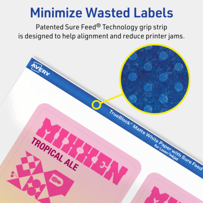 Avery TrueBlock Laser/Inkjet Rectangle Multipurpose Labels, 4" x 3", White, 400/Box (94252)
