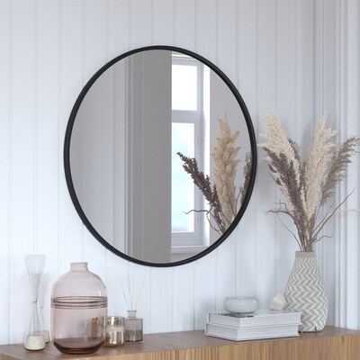 Flash Furniture Julianne Round Metal Framed Wall Mirror, 30" Black (HFKHD0GD812315)