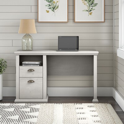 Bush Furniture Yorktown 50"W Home Office Desk with Storage, Linen White Oak (WC40423-03)