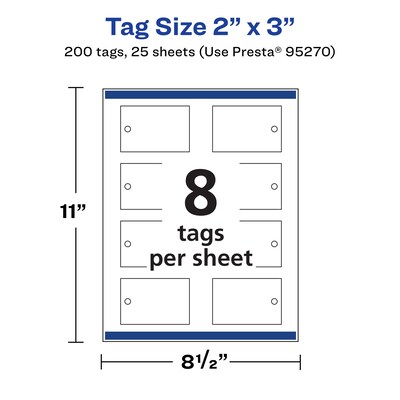 Avery 2" x 3"  Blank Price & Merchandise Tags, White, 200/Carton (95270-GWT25)
