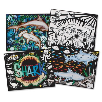 S&S Velvet Art Sharks! Posters, 12/Pack (PS1401)