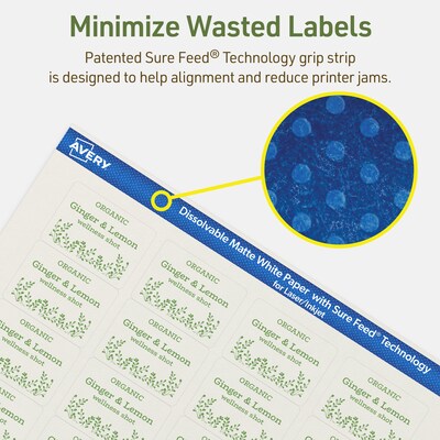 Avery Dissolvable Rectangle Multipurpose Labels, 1.25" x 1.75", Off-white, 800/Pack (94226)