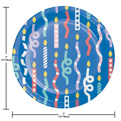 Creative Converting Party Patterns Birthday Candle Dessert Paper Plates, Multicolored, 32/Pack (DTC365081PLT)