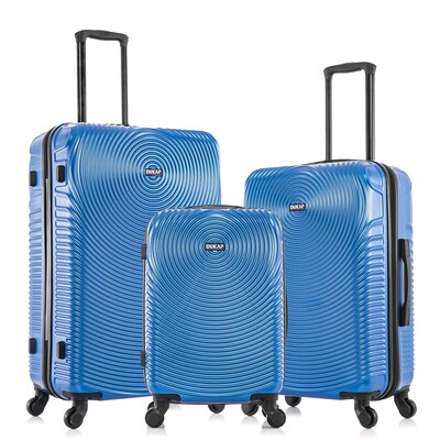 DUKAP INCEPTION 3-Piece Hardside Spinner Carry-On Luggage Set, TSA Checkpoint Friendly, Blue (DKINCSML-BLU)