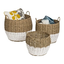 Honey-Can-Do Baskets with Handles, Nesting, Brown/White, 3/Set (STO-08399)