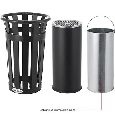Global Industrial Slatted Steel Outdoor Ashtray, 13 Gallon, Black (615155)