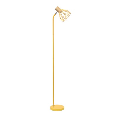 Simple Designs Farmhouse Fusion 55.91" Iron Floor Lamp with Round Shade, Yellow (LF2019-YLW)