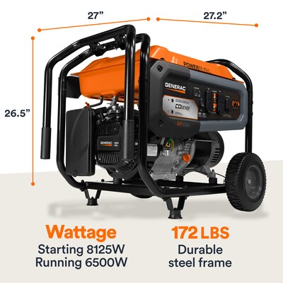 Generac Power Systems CoSense 49ST Portable Inverter Generator, Pull Start, 6500 Watts (G0076800)