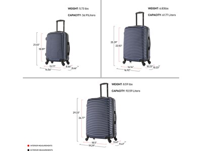 DUKAP ADLY Polycarbonate/ABS 3-Piece Luggage Set, Navy Blue (DKADLSML-BLU)