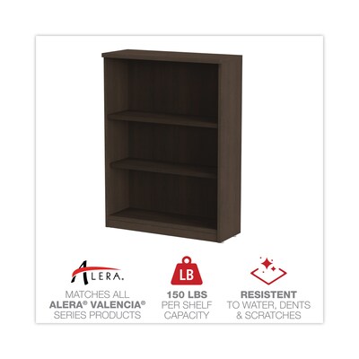 Alera Valencia Series 40" 3-Shelf Bookcase with Adjustable Shelves, Espresso (ALEVA634432ES)