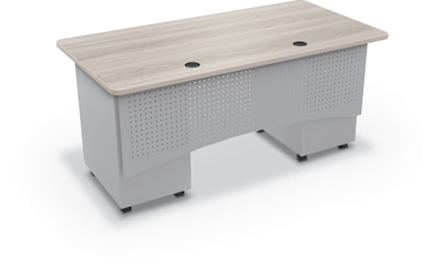 MooreCo 60"W Avid Modular Double Pedestal Instructor Desk, Grey Elm (91778-8201-8201)