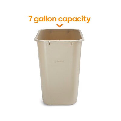 Coastwide Professional™ Indoor Trash Can Without Lid, Beige Soft Molded Plastic, 7 Gallon (CW56430)