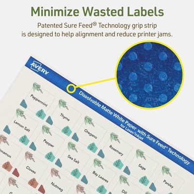 Avery Dissolvable Square Multipurpose Labels, 1" x 1", Off-white, 480/Pack (94103)