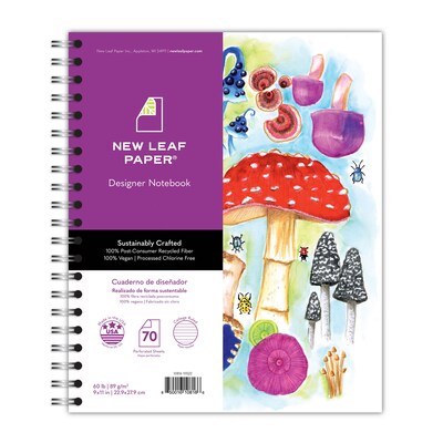 Roaring Spring New Leaf 1-Subject Notebooks, 9" x 11", College Ruled, 70 Sheets, Multicolor, 12/Carton (10843CS)