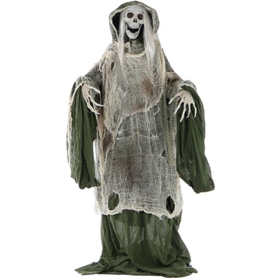 Haunted Hill Farm Life-Size Animatronic Moaning Skeleton with Rotating Head (HHSKEL-1FLSA)