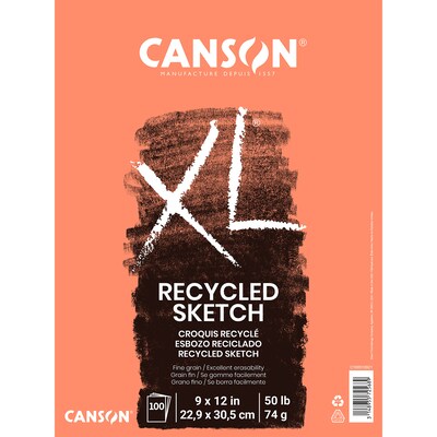 Canson XL Series 9 x 12 Sketch Pad, 100 Sheets/Pad, 3/Bundle (MCXC100510921-3)
