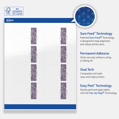Avery Laser/Inkjet Rectangle Multipurpose Labels, 2" x 3", White, 80/Pack (S00-F4Q)