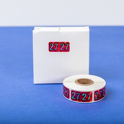 Medical Arts Press Holographic 2027 Year Labels, 3/4" x 1-1/2", Red, 500/Roll