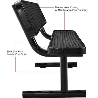 Global Industrial 8' Outdoor Steel Bench w/ Backrest, Expanded Metal, Black (277155BK)