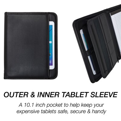 Samsill Professional Leather Padfolio/Notepad, Black (70820)